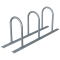 Bicycle rack - row arrangement | lean-on hoop as round hoops  48 mm | hot-dip galvanized | for 3 bicycles
